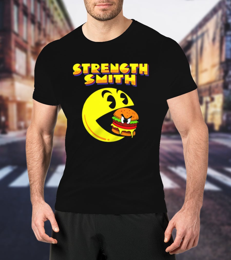 Strength Smith Pac Man Vs Burger Gaming Showdown T-Shirt