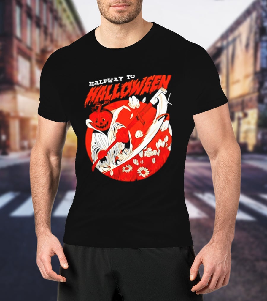 Halfway To Halloween Pumpkin Reaper Spooky T-Shirt