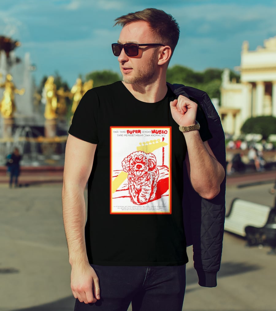 Hari Yang Super Dengan Music Yang Menggetarkan Jiwa Anomaliku Gitar Anjing Menggemaskan T-Shirt