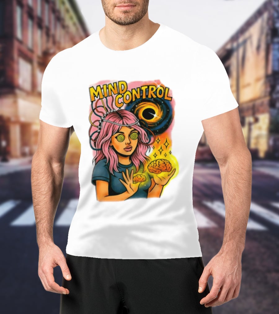 Mind Control Teen Hearts Psychedelic Black Hole Spiral Eyes Brain Magic T-Shirt