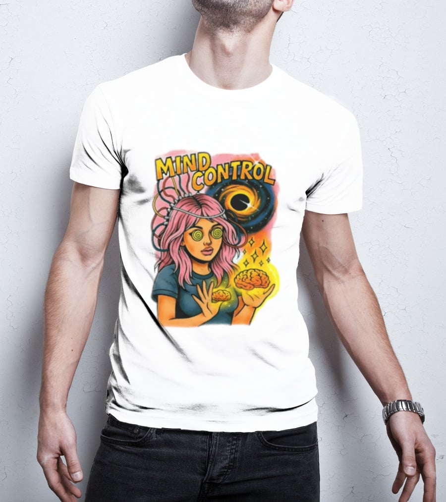 Mind Control Teen Hearts Psychedelic Black Hole Spiral Eyes Brain Magic T-Shirt