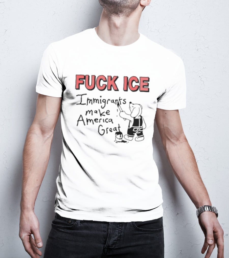 Fuck ICE Immigrants Make America Great Elephant Painter T-Shirt