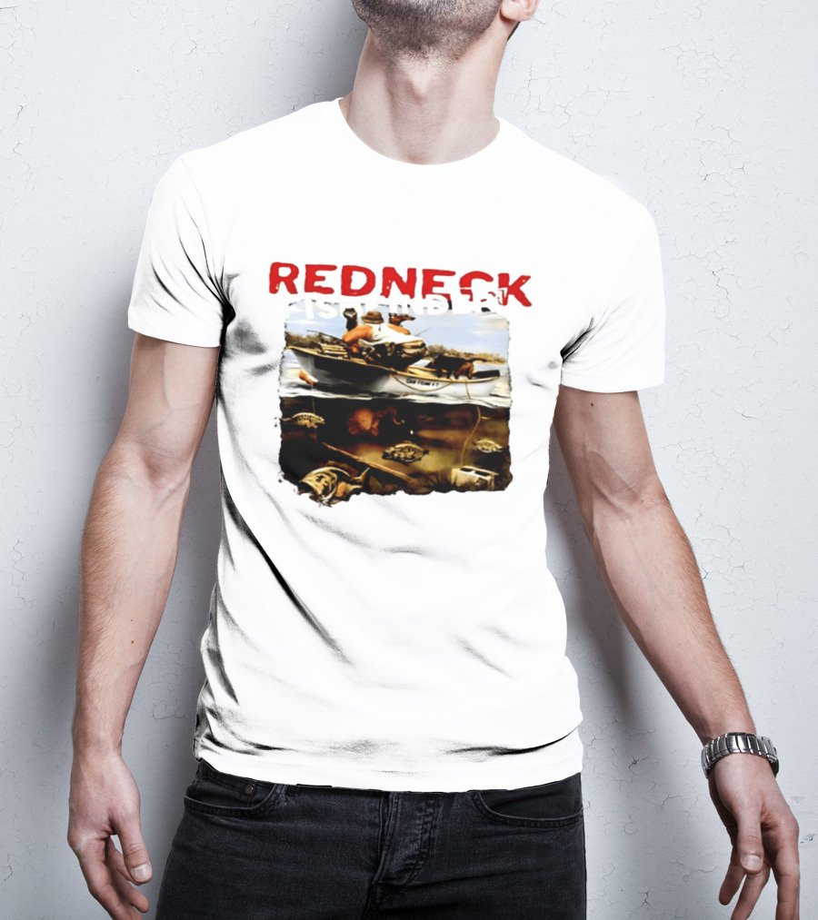 Redneck Fishfinder Fishing Boat Scene With Underwater View T-Shirt