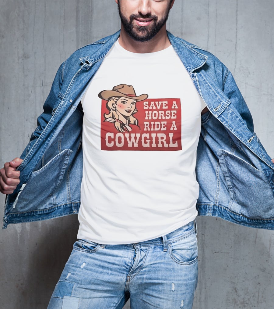 Save A Horse Ride A Cowgirl Western Country Music Vintage Style Cowgirl T-Shirt