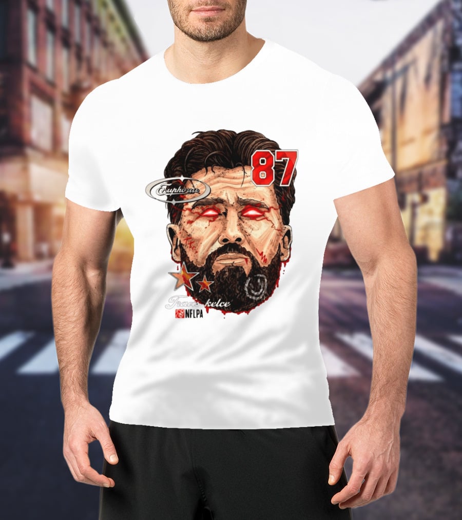 Travis Kelce Euphoria Lightning NFLPA Big Head 87 T-Shirt