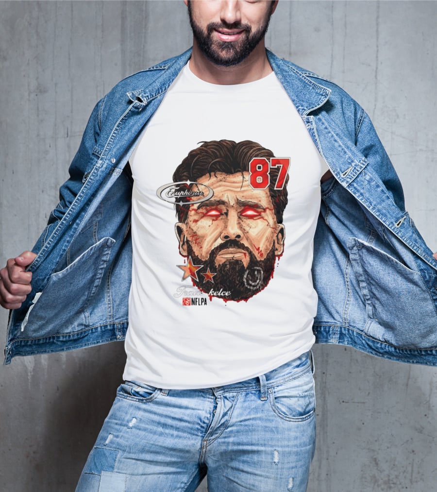 Travis Kelce Euphoria Lightning NFLPA Big Head 87 T-Shirt