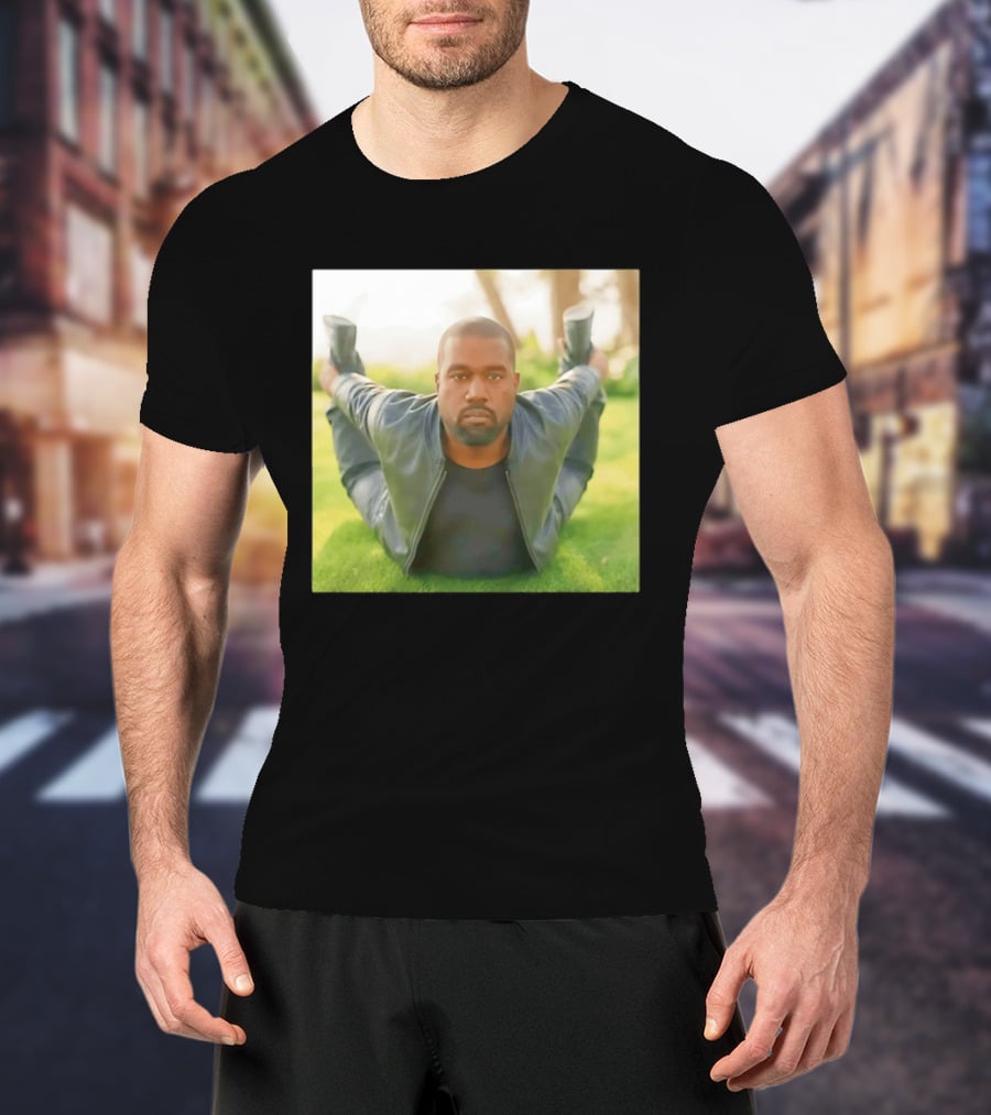 Kanye West Ye Meme Photo Iconic Pose Lying On Grass T-Shirt