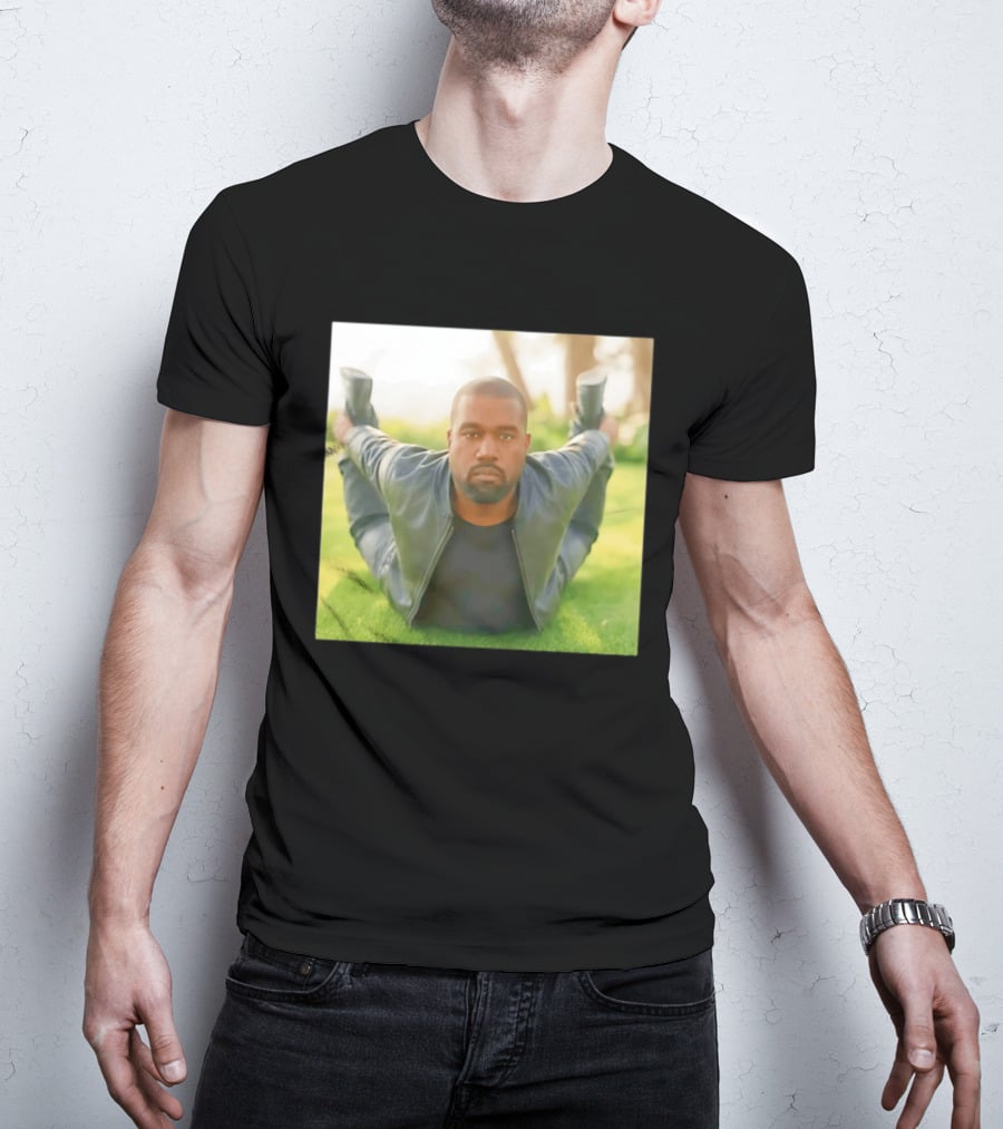 Kanye West Ye Meme Photo Iconic Pose Lying On Grass T-Shirt