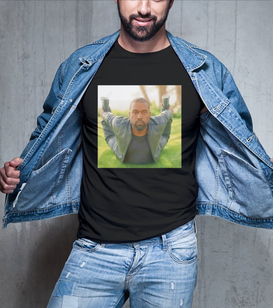 Kanye West Ye Meme Photo Iconic Pose Lying On Grass T-Shirt