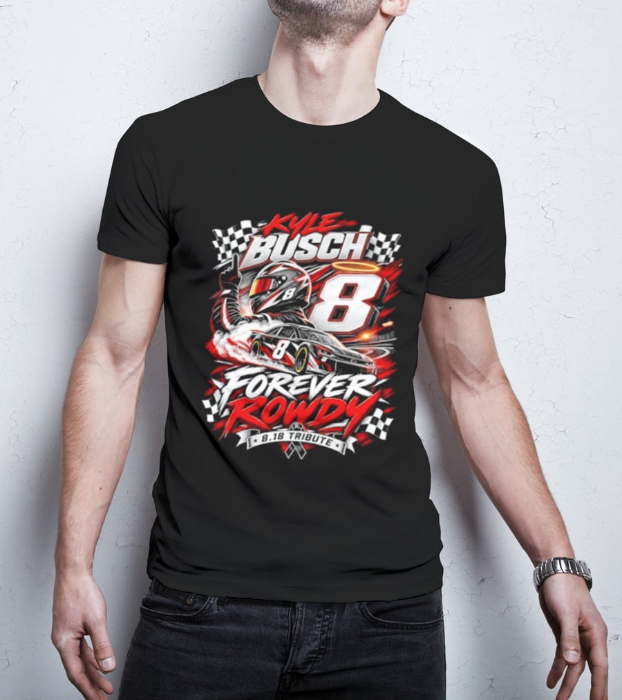 Kyle Busch 8 Forever Rowdy NASCAR Racing Angel Halo T-Shirt