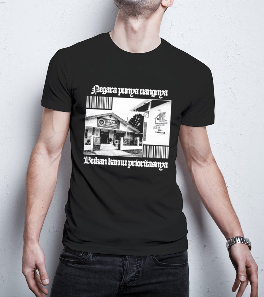 Negara Punya Uangnya Bukan Kamu Prioritasnya Monochrome House And Trees T-Shirt