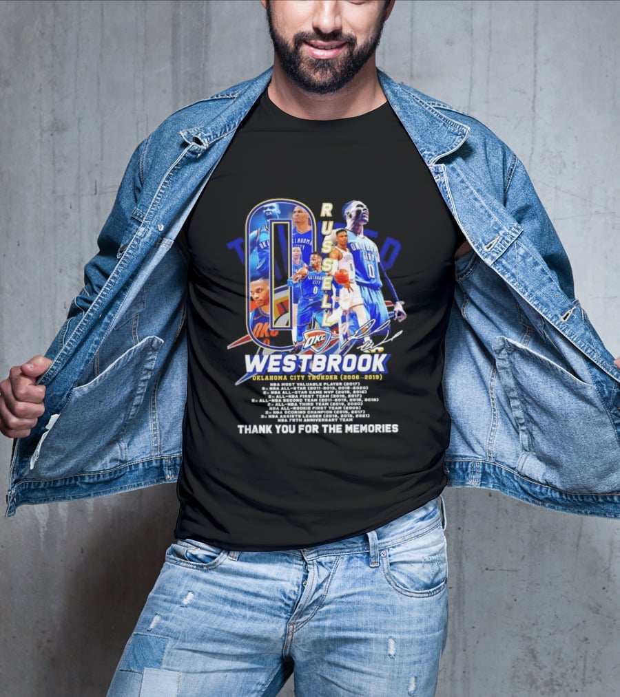 Russell Westbrook 0 Oklahoma City Thunder 2008 2019 Thank You For The Memories T-Shirt