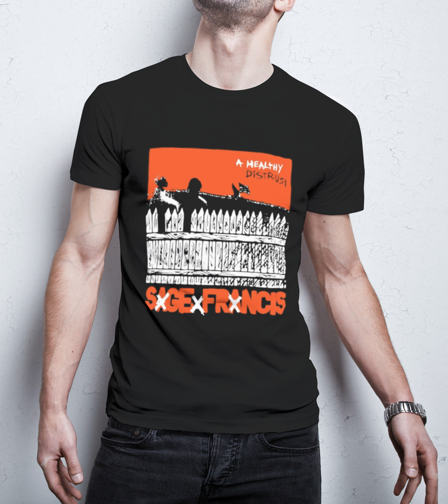 Sage Francis A Healthy Distrust Hip Hop Silhouette White Fence Red T-Shirt