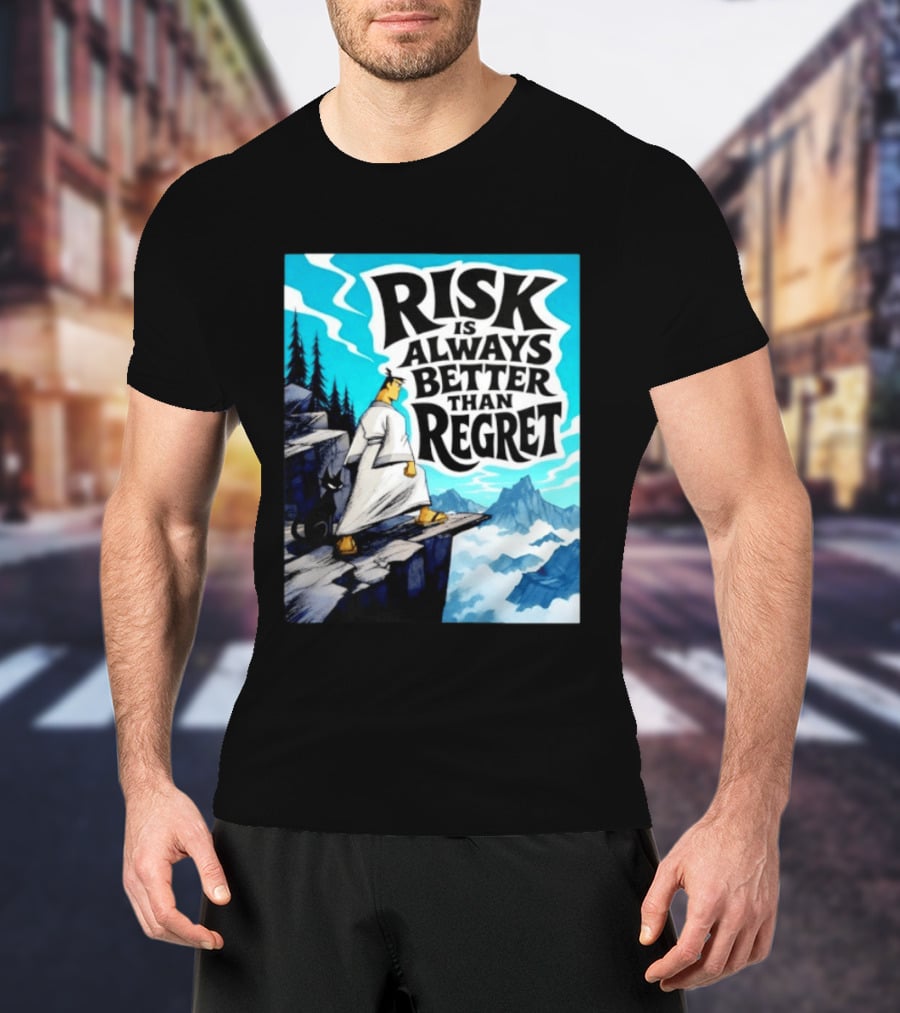 Samurai Jack Risk Is Always Better Than Regret Mountain Scene T-Shirt
