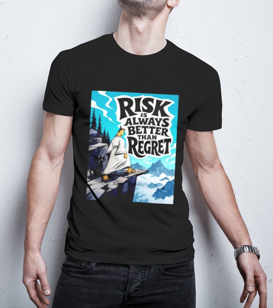 Samurai Jack Risk Is Always Better Than Regret Mountain Scene T-Shirt