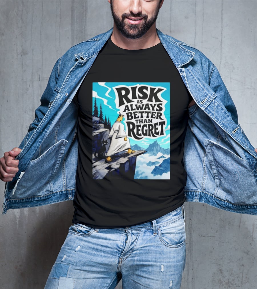 Samurai Jack Risk Is Always Better Than Regret Mountain Scene T-Shirt