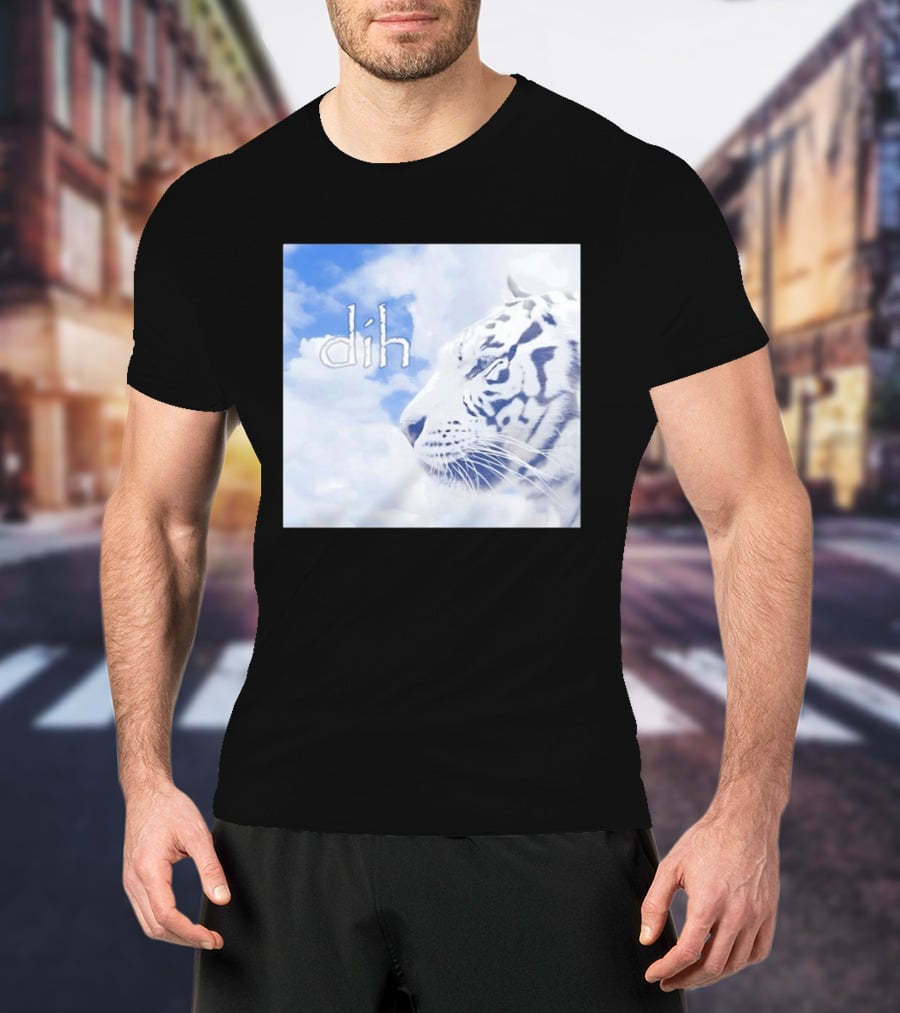 Tiger Dih Majestic Clouds White Bengal Tiger Profile T-Shirt