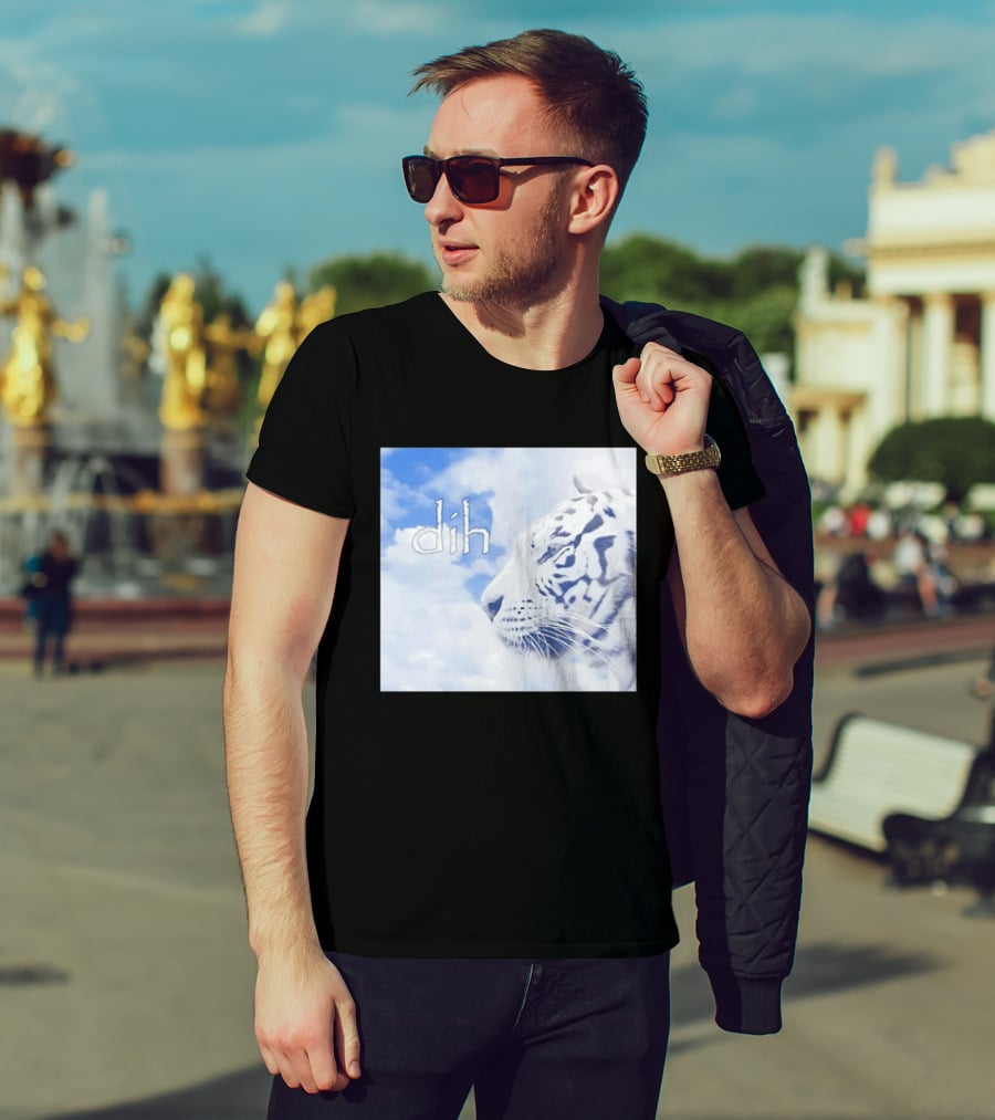 Tiger Dih Majestic Clouds White Bengal Tiger Profile T-Shirt