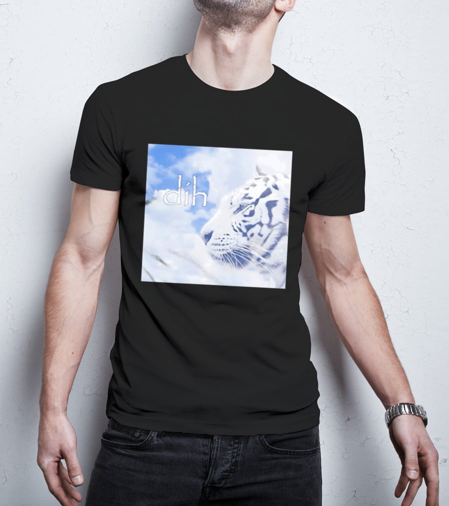 Tiger Dih Majestic Clouds White Bengal Tiger Profile T-Shirt