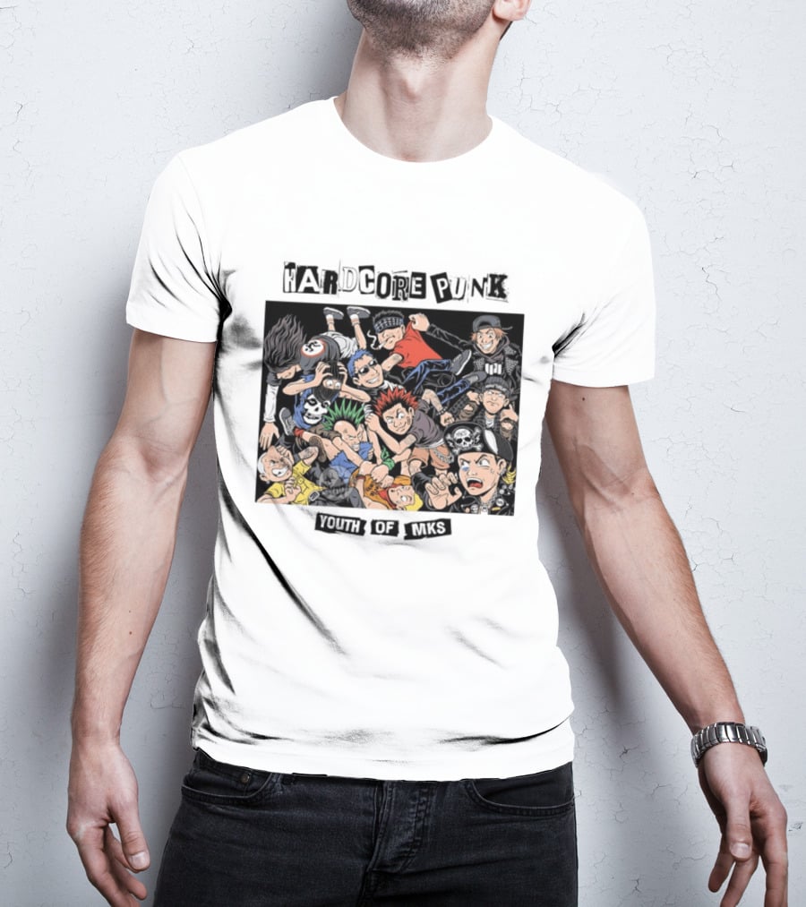 Hardcore Punk Youth Of Mks Vintage Cartoon Style Crowd Scene T-Shirt
