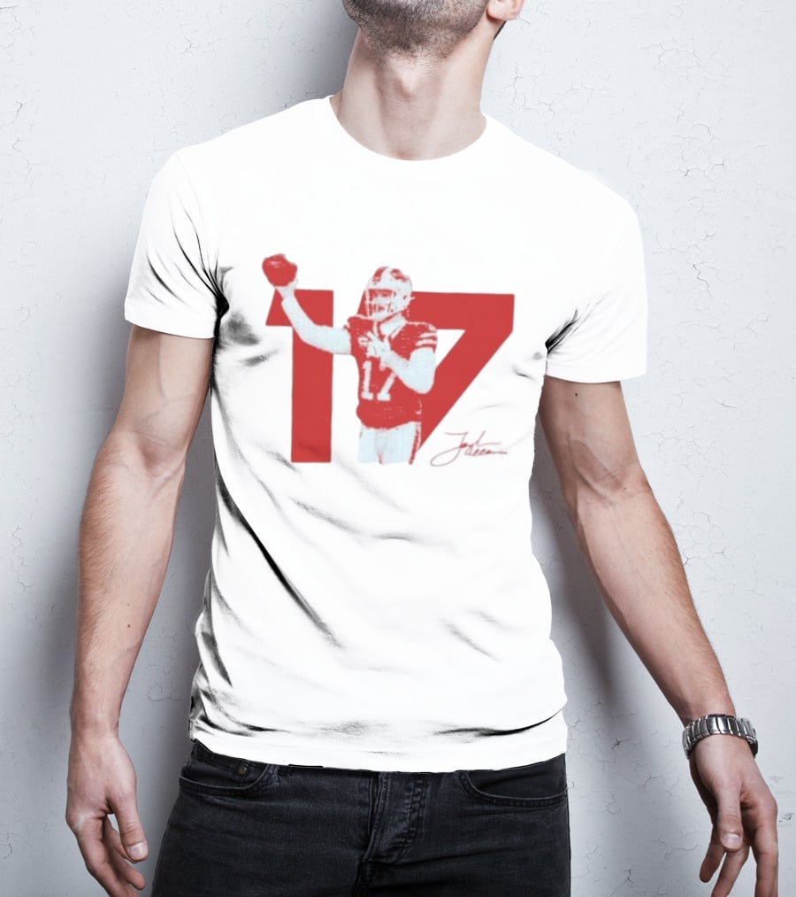 Josh Allen Buffalo Bills Number 17 Football Action T-Shirt