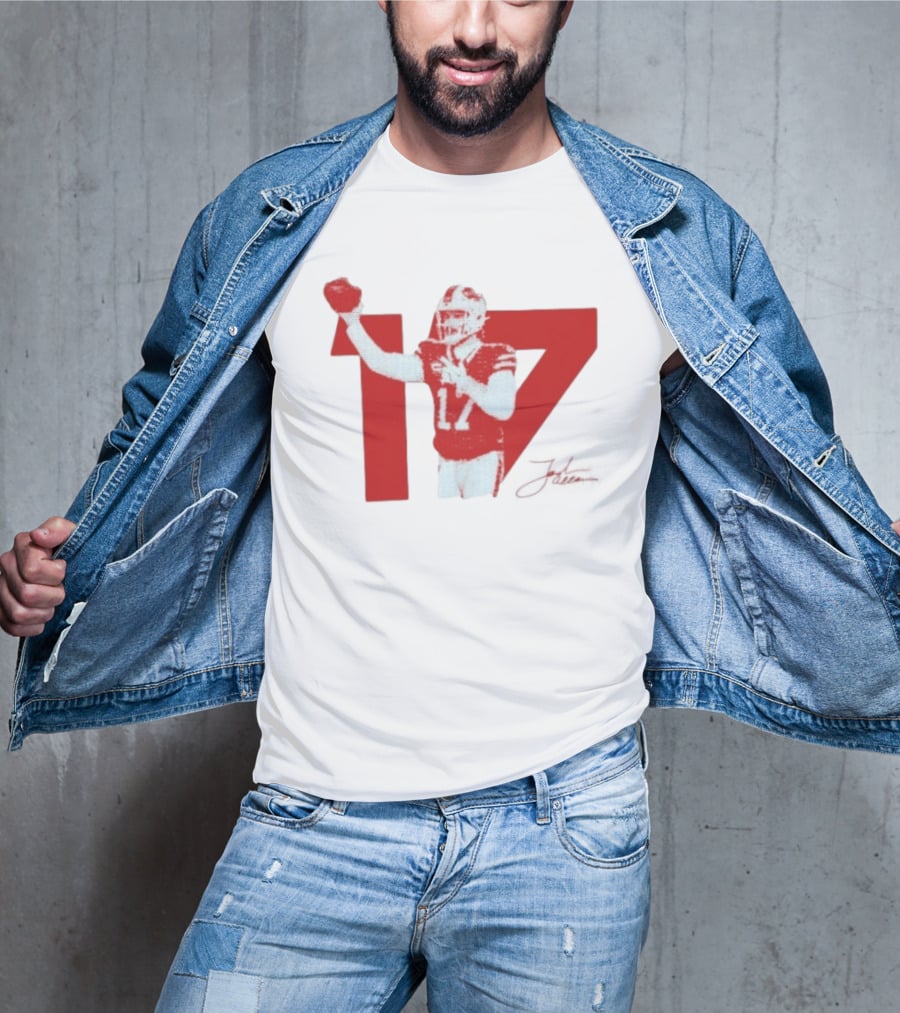 Josh Allen Buffalo Bills Number 17 Football Action T-Shirt