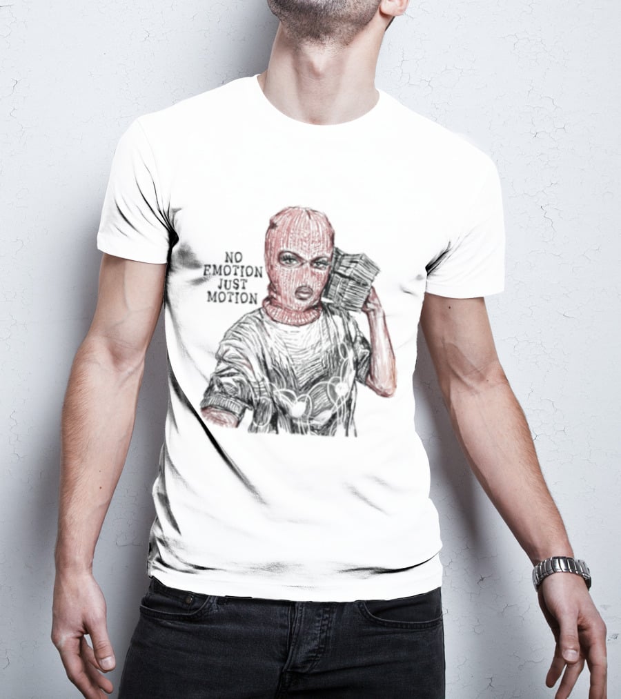 No Emotion Just Motion Balaclava Money Stacks T-Shirt