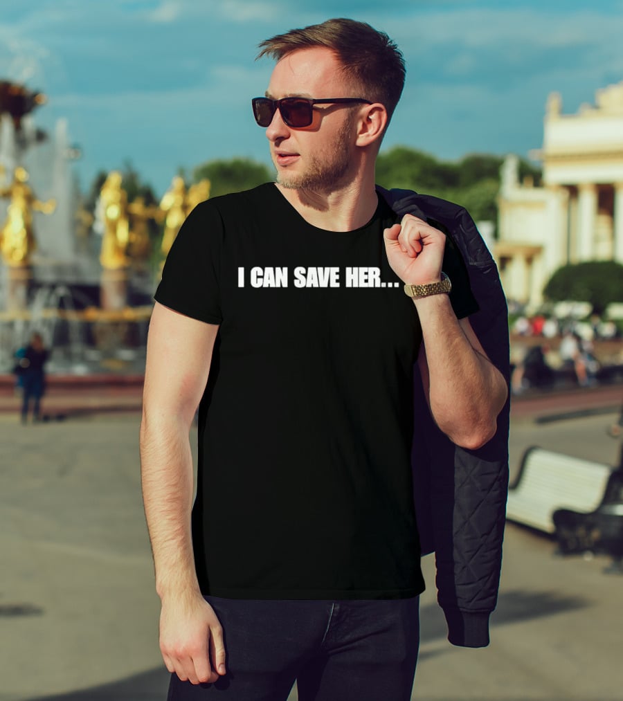 I Can Save Her White Bold Text Statement With Dots T-Shirt