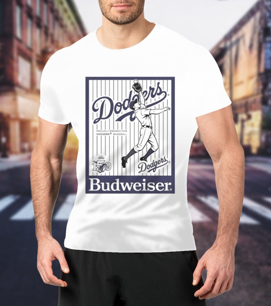 Budweiser Dodgers 150 Years Los Angeles Baseball Celebration T-Shirt