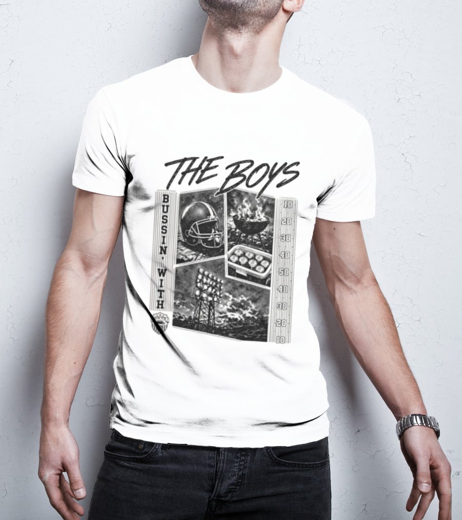 Bussin With The Boys Football Podcast Grilling And Game Day Vibes T-Shirt