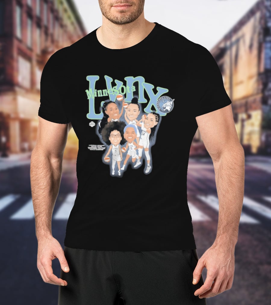 Minnesota Lynx Big 5 WNBA Basketball Caricature Team Spirit T-Shirt
