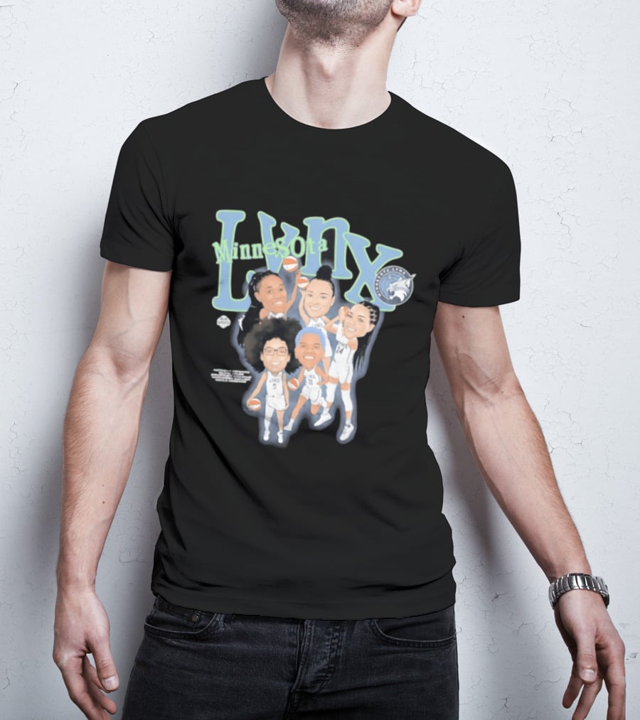 Minnesota Lynx Big 5 WNBA Basketball Caricature Team Spirit T-Shirt