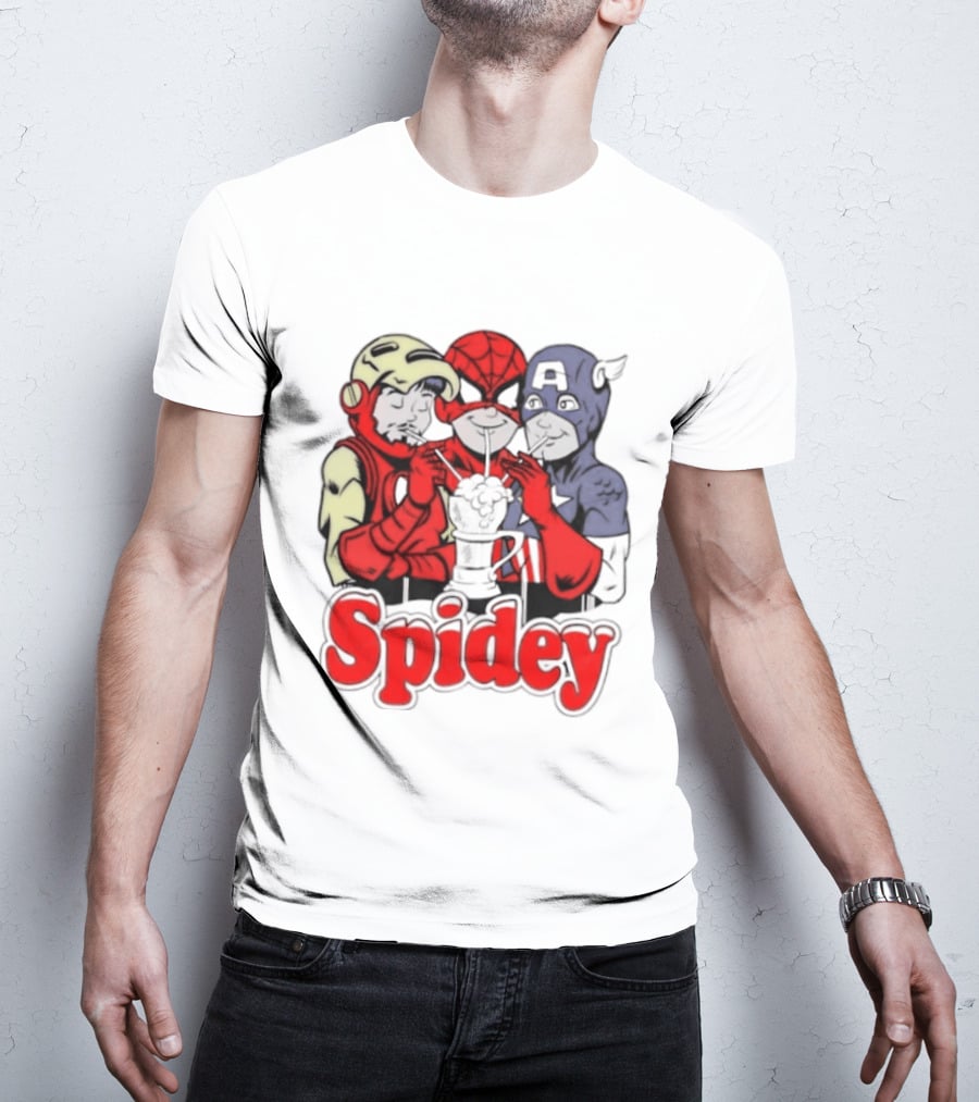 Spidey Iron Man Captain America Beer Meme T-Shirt