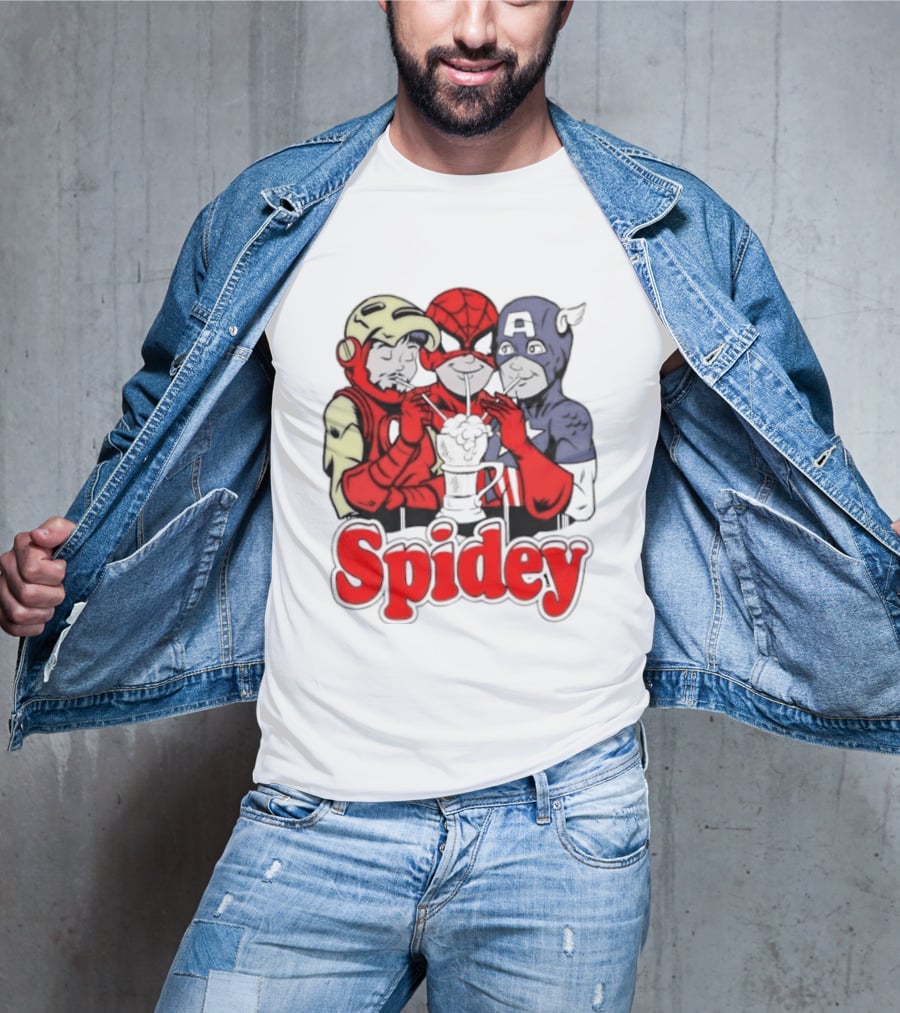 Spidey Iron Man Captain America Beer Meme T-Shirt