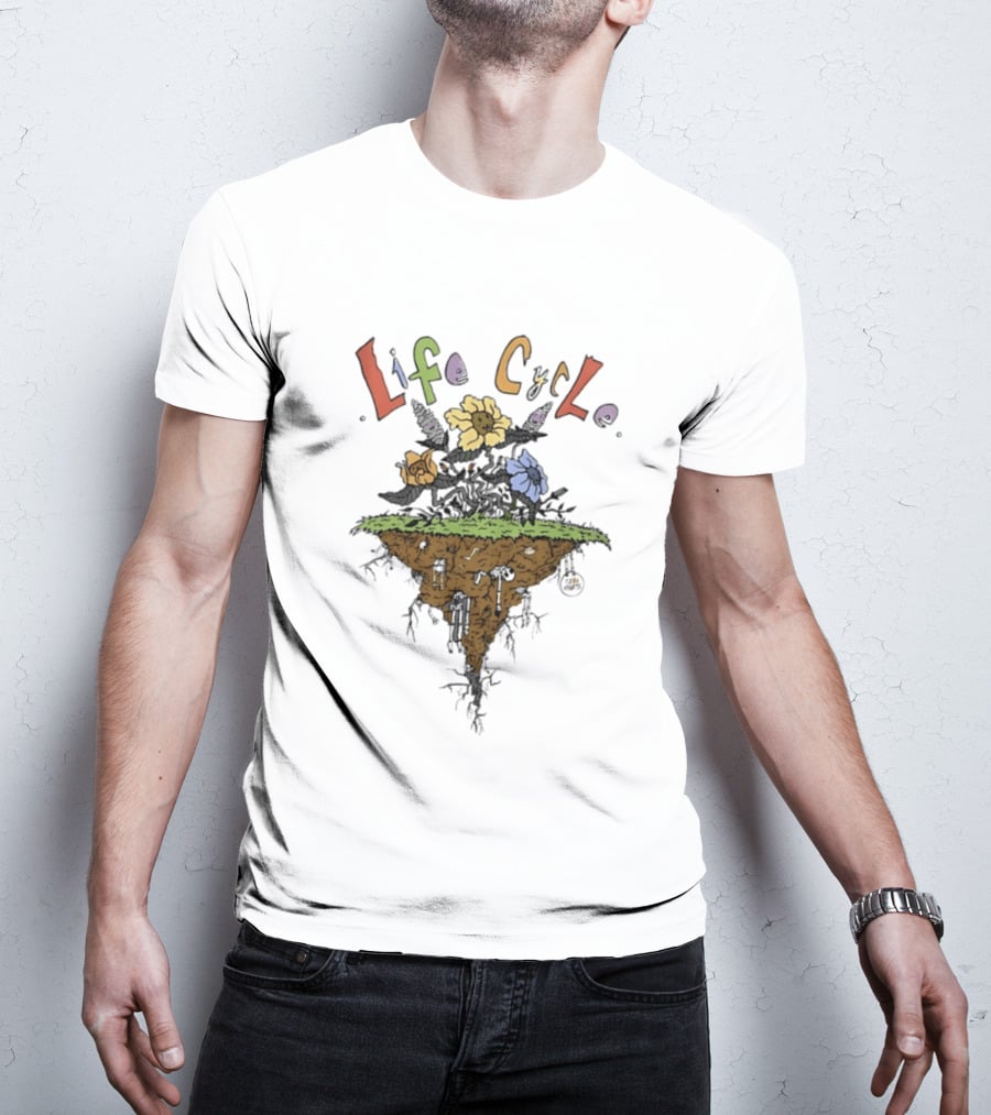 Life Cycle Floating Island With Colorful Flowers T-Shirt