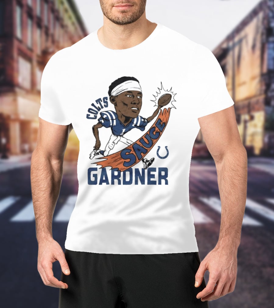 Colts Sauce Gardner Indianapolis Football Player Caricature T-Shirt