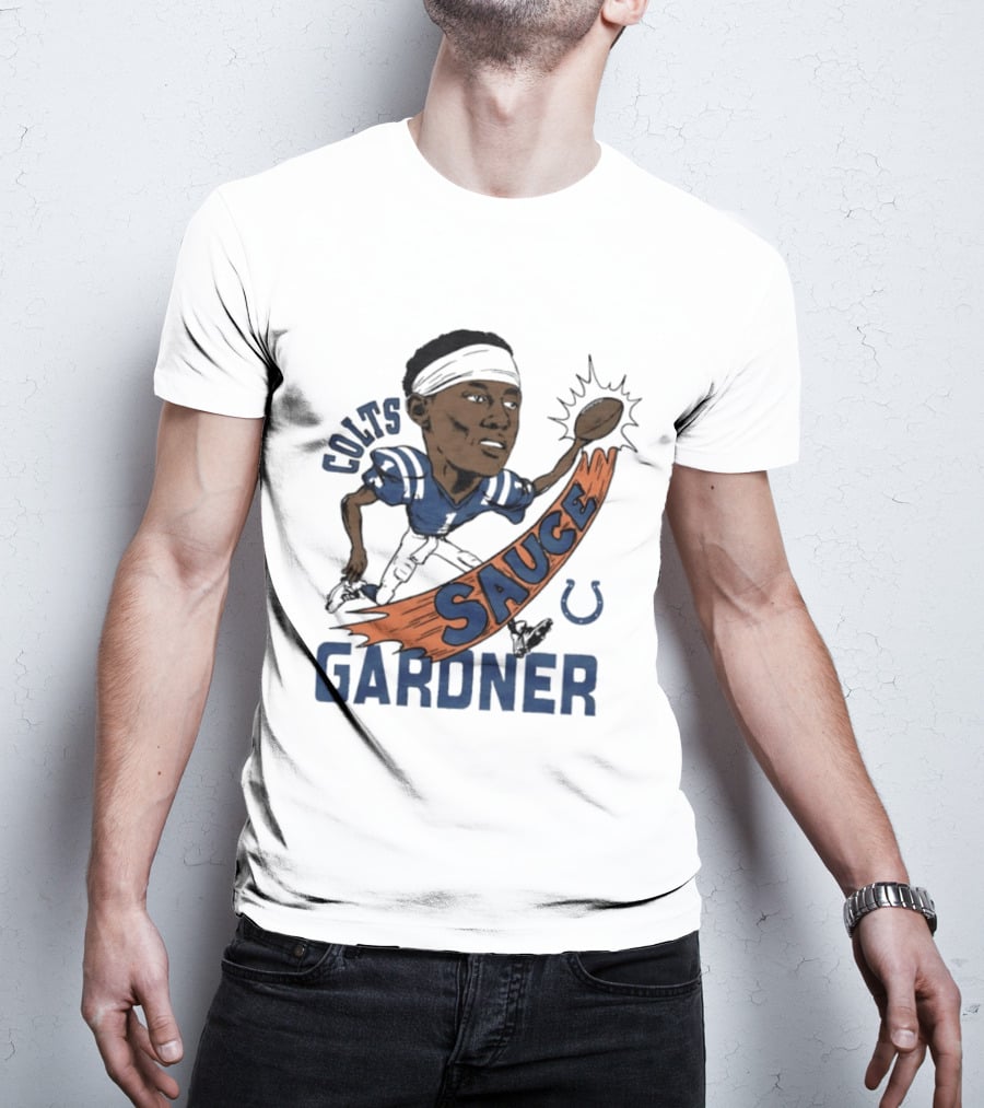 Colts Sauce Gardner Indianapolis Football Player Caricature T-Shirt