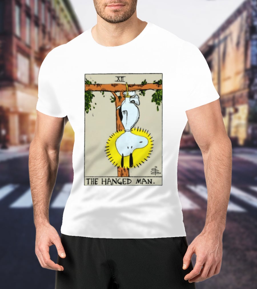 Snoopy The Hanged Man Tarot Card XII Peanuts T-Shirt