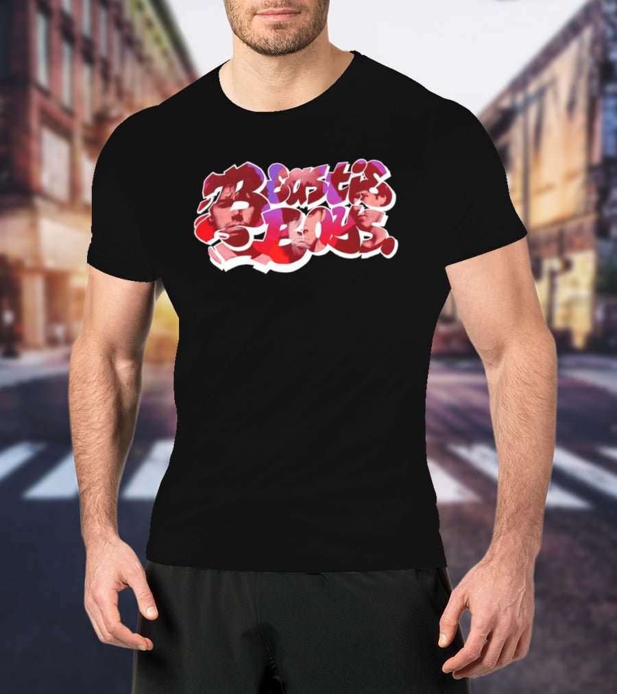 Beastie Boys Get Busy Or Get Lost Red And White Text With Faces T-Shirt