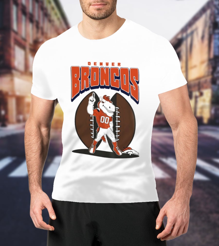 Denver Broncos 2026 Mascot Miles And Football T-Shirt