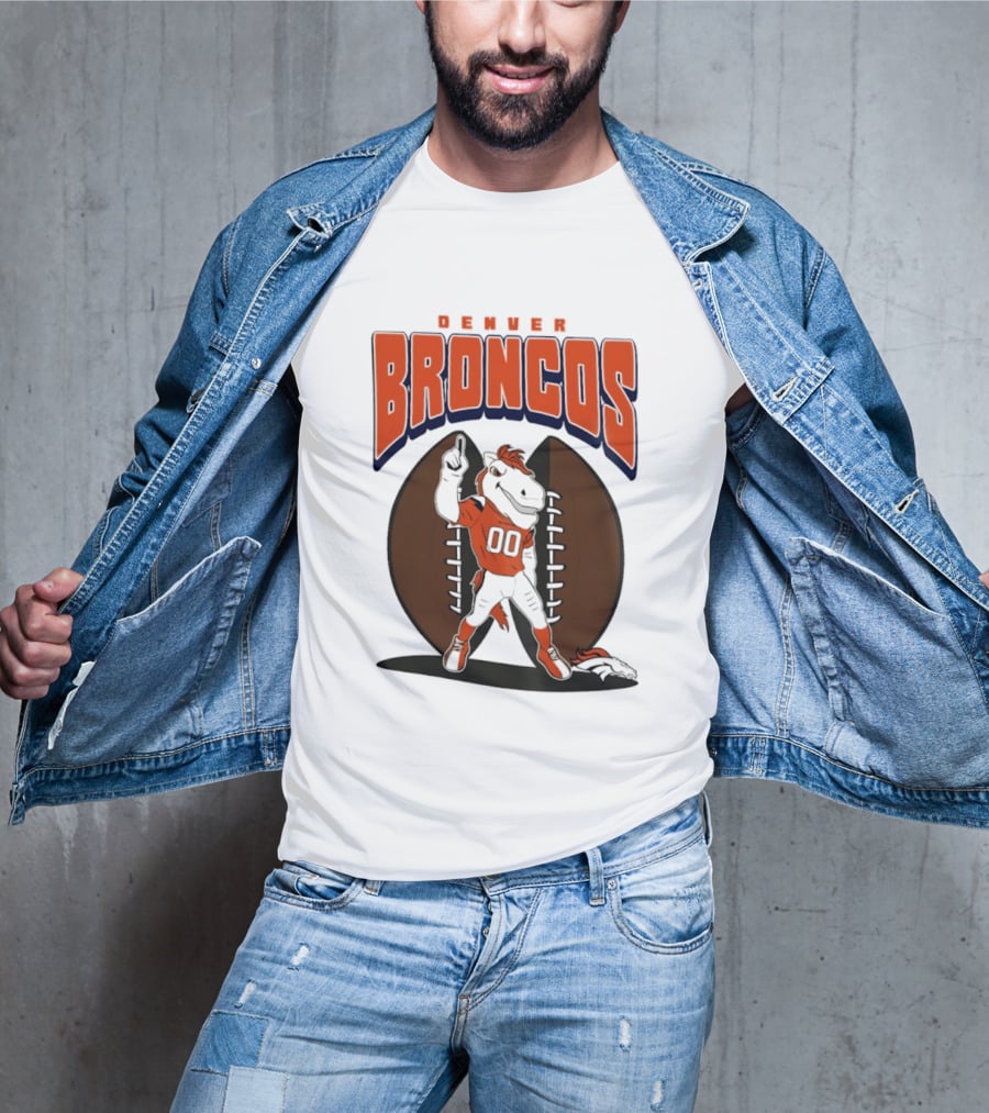 Denver Broncos 2026 Mascot Miles And Football T-Shirt