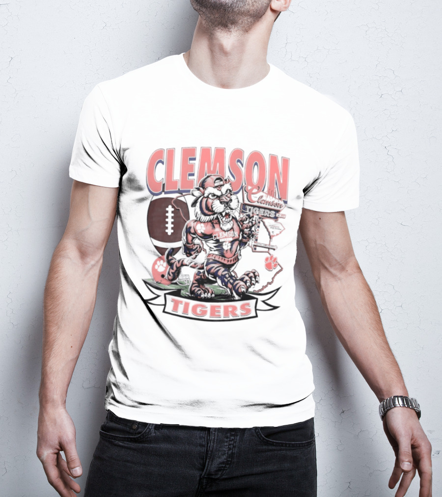 Clemson Tigers Football NCAA Cartoon T-Shirt