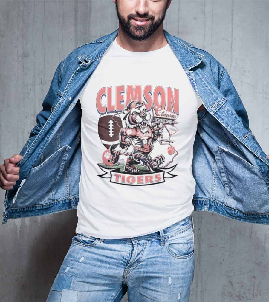 Clemson Tigers Football NCAA Cartoon T-Shirt