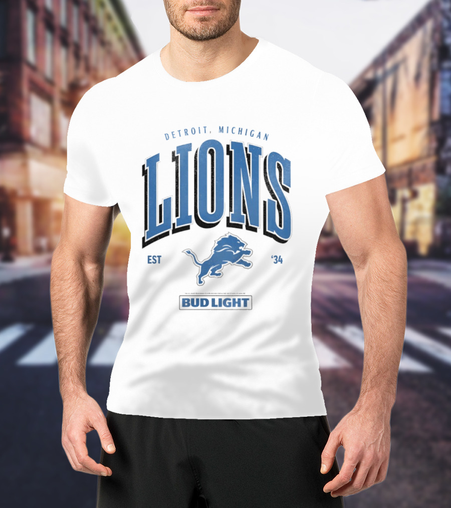 Detroit Michigan Lions Est '34 Bud Light T-Shirt
