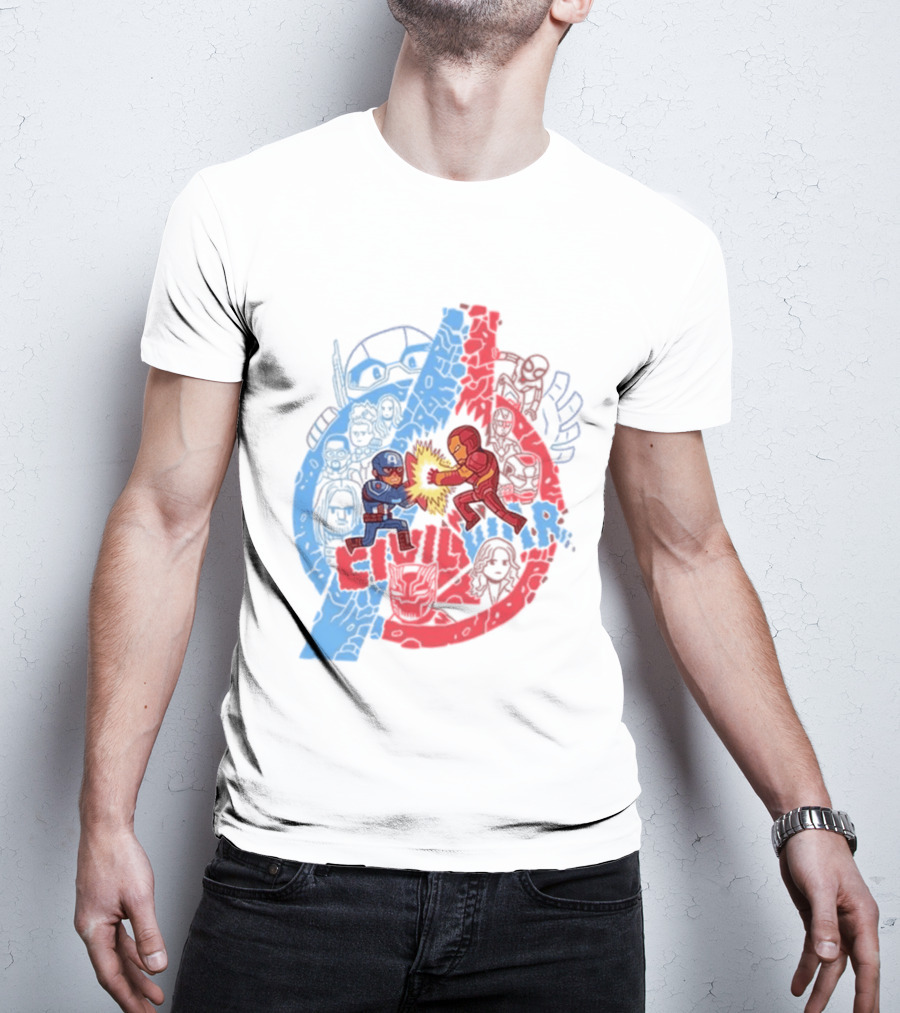 Marvel Civil War Captain America Versus Iron Man Chibi Showdown T-Shirt