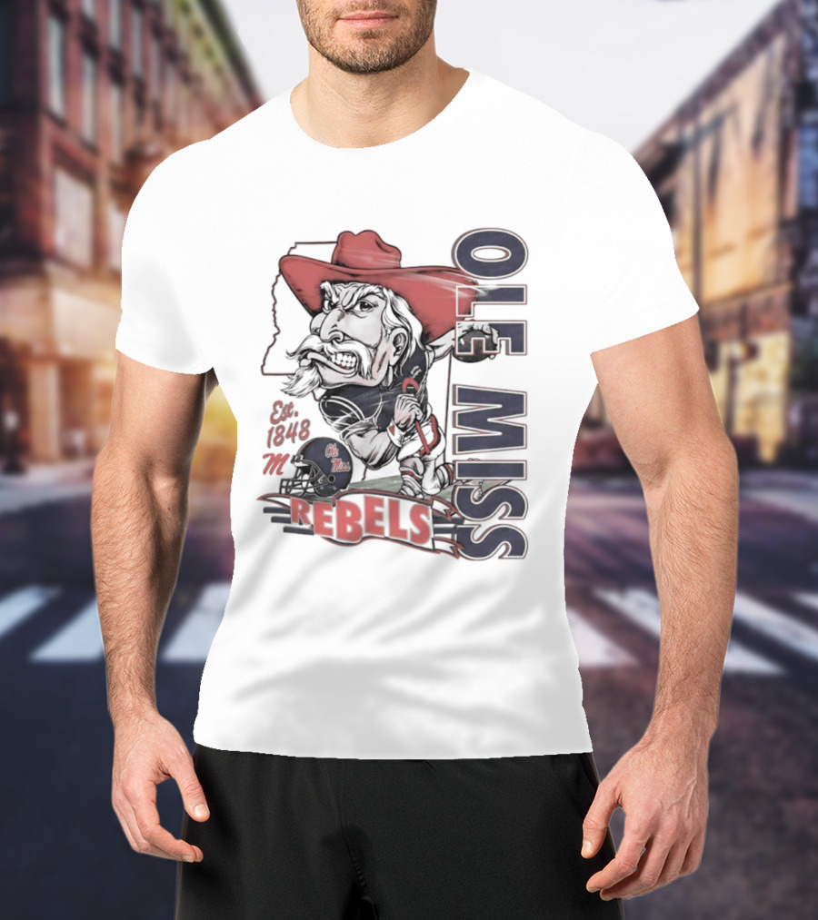 Ole Miss Rebels Est 1848 Vintage Colonel Reb NCAA Football T-Shirt