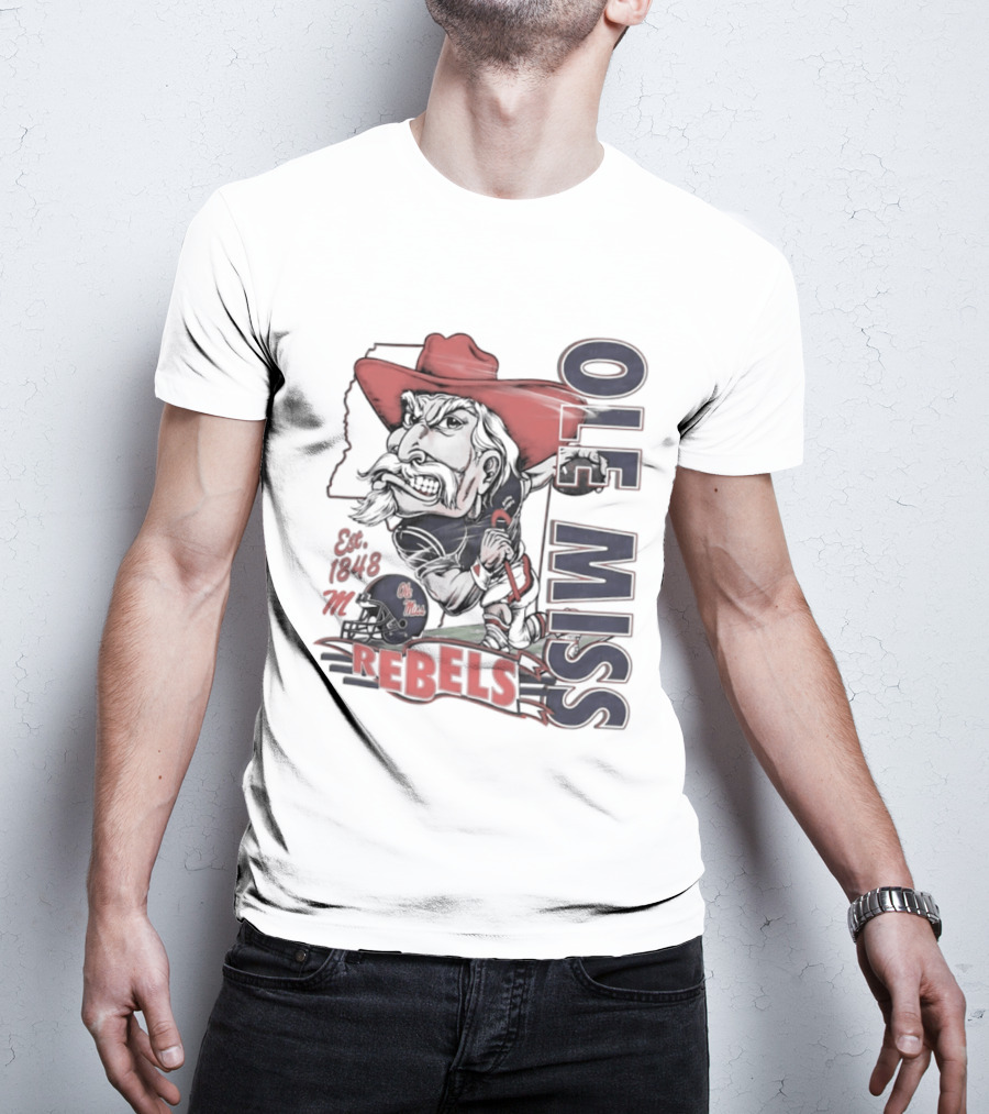 Ole Miss Rebels Est 1848 Vintage Colonel Reb NCAA Football T-Shirt