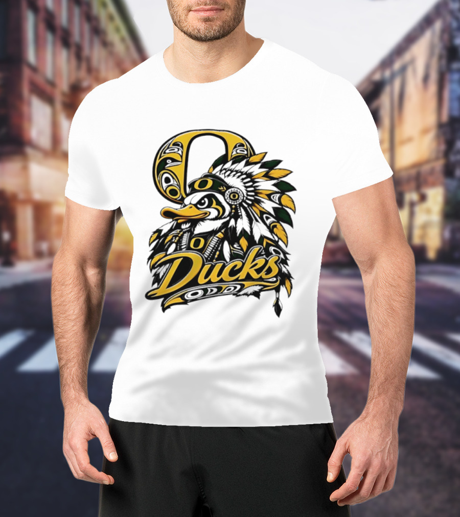 Oregon Ducks Native American Headdress Tribal T-Shirt