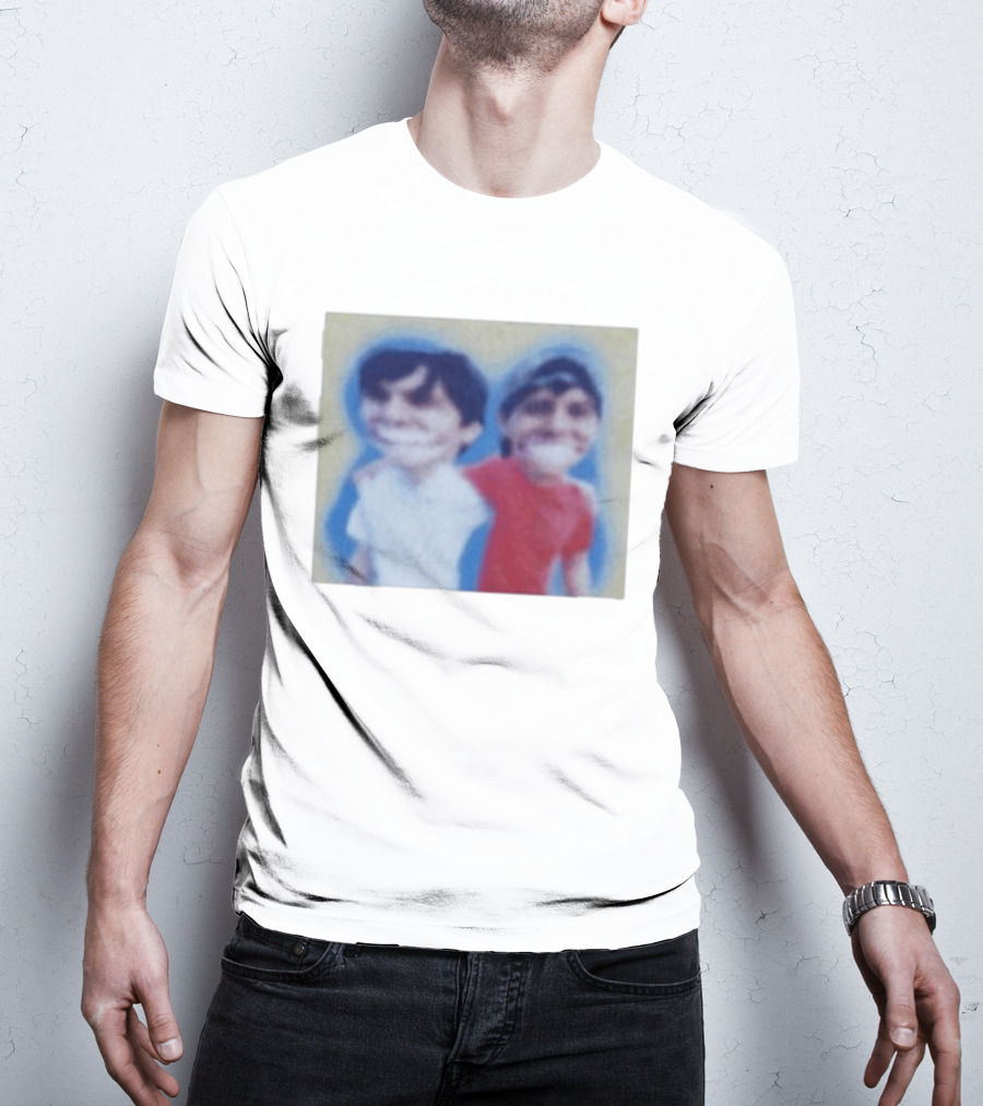 Slushy Noobs Hugging Cartoon Characters In Red And White Outfits T-Shirt