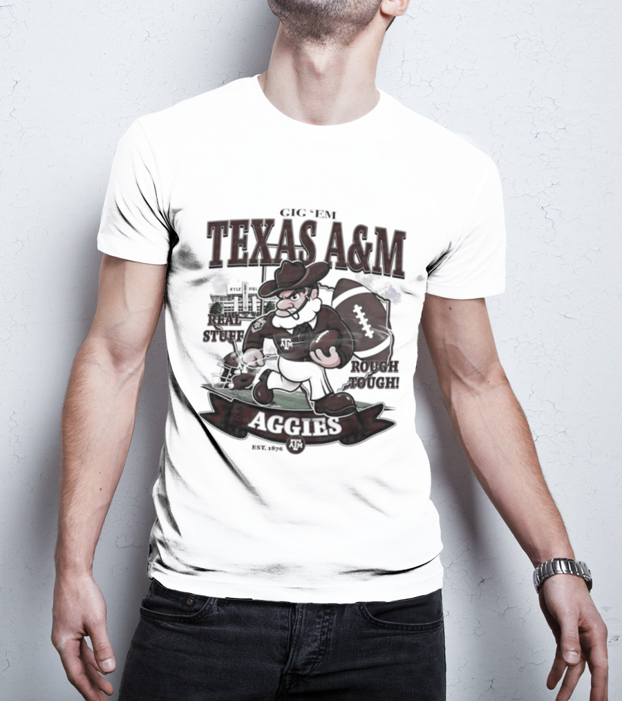 Texas A&M Aggies Gig 'Em Real Stuff Rough Tough T-Shirt